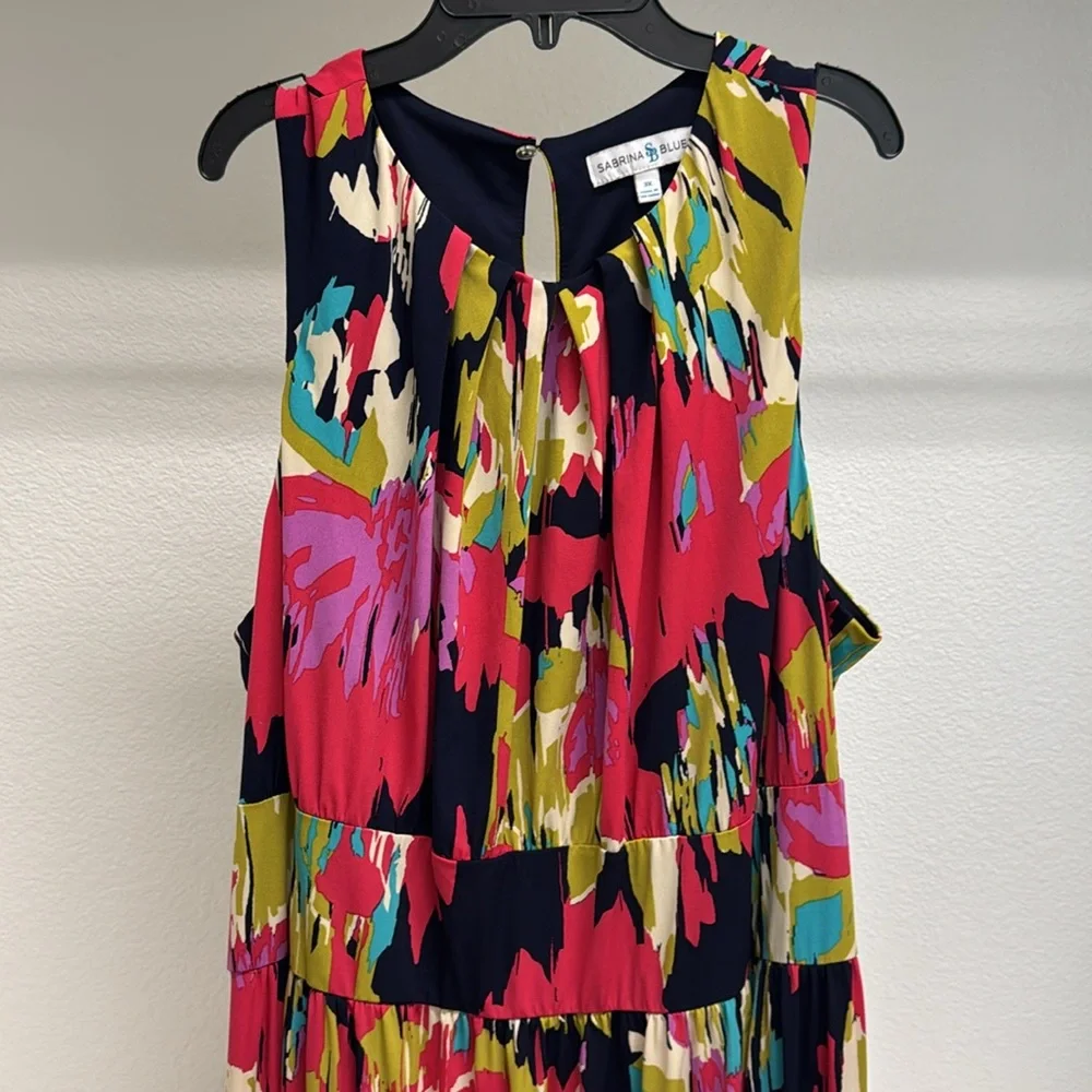Sabrina & Blue Women’s 3X Maxi Dress Abstract Floral Sleeveless Flowy Comfy Cute - Picture 3 of 11